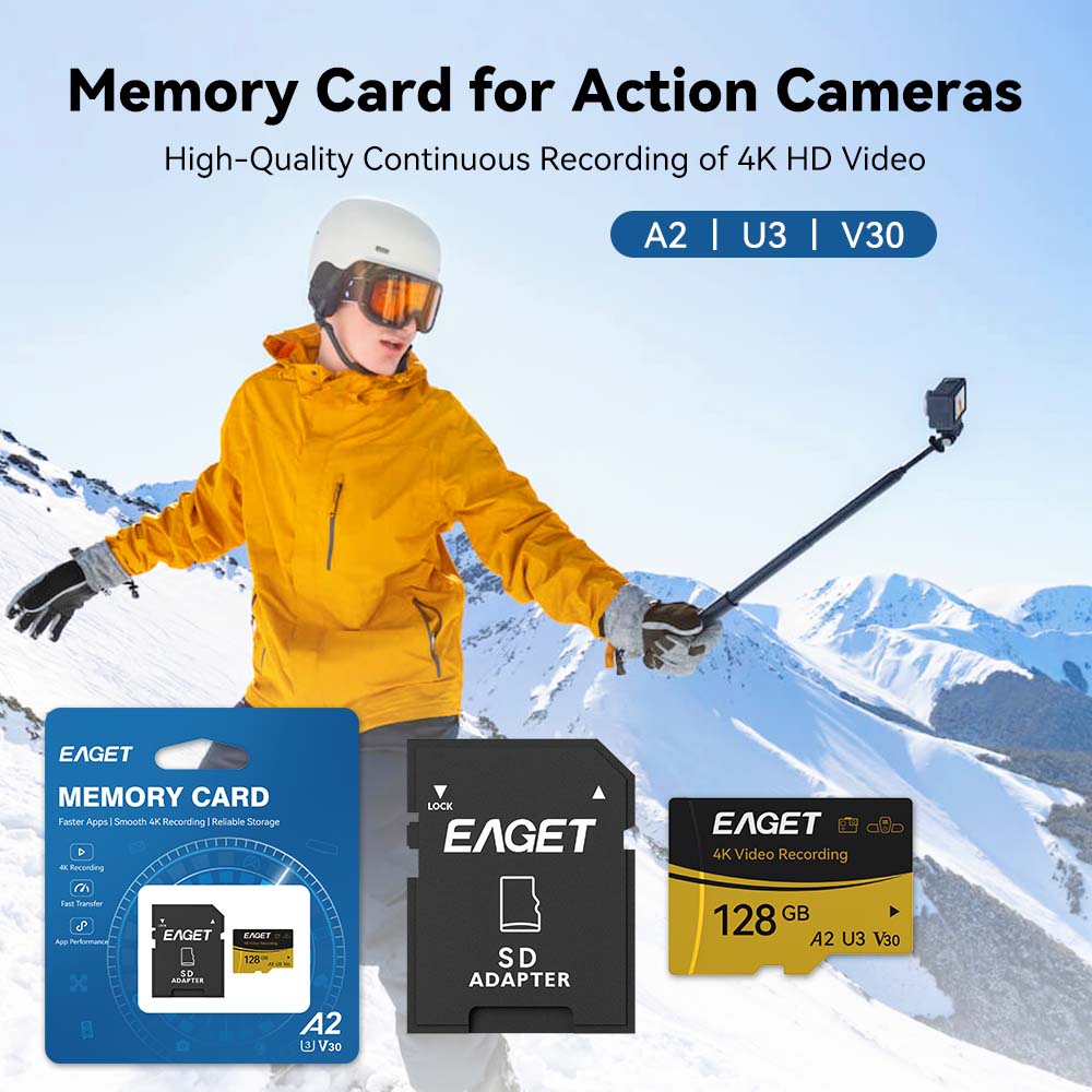 Action Camera Micro Sd Card 128Gb V30 - Карта памяти EAGET TF Micro SD
