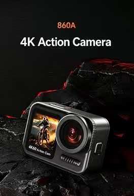 Action Camera 4K 60Fps Dual Screen - Экшн-камера 860A 4K 60FPS, водонепроницаемость 20