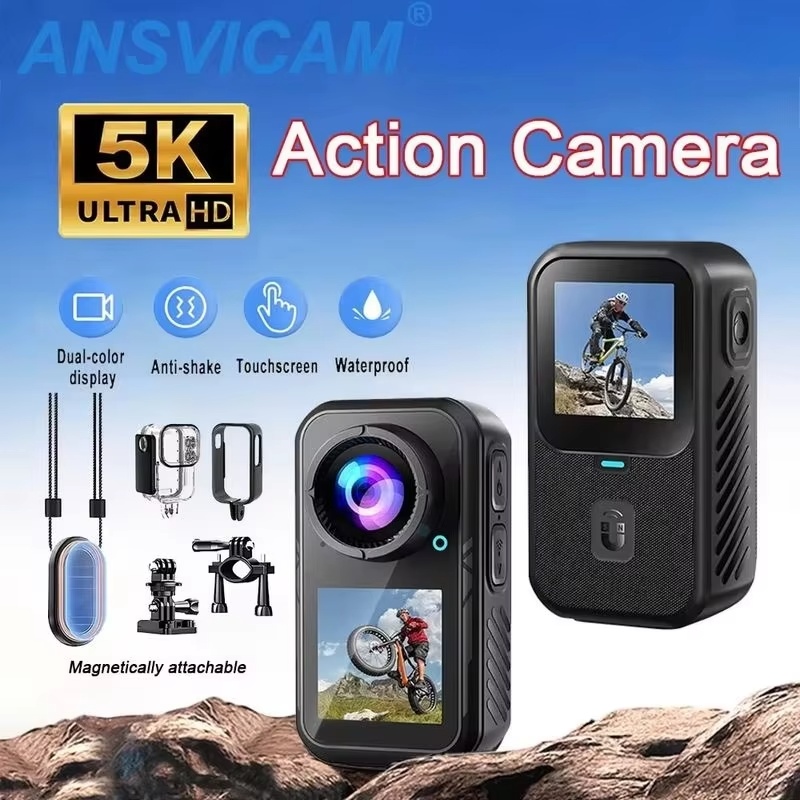 Action Camera 4K 60Fps Dual Screen - Мини-экшн-камера 5K, 4K60FPS, с защитой от